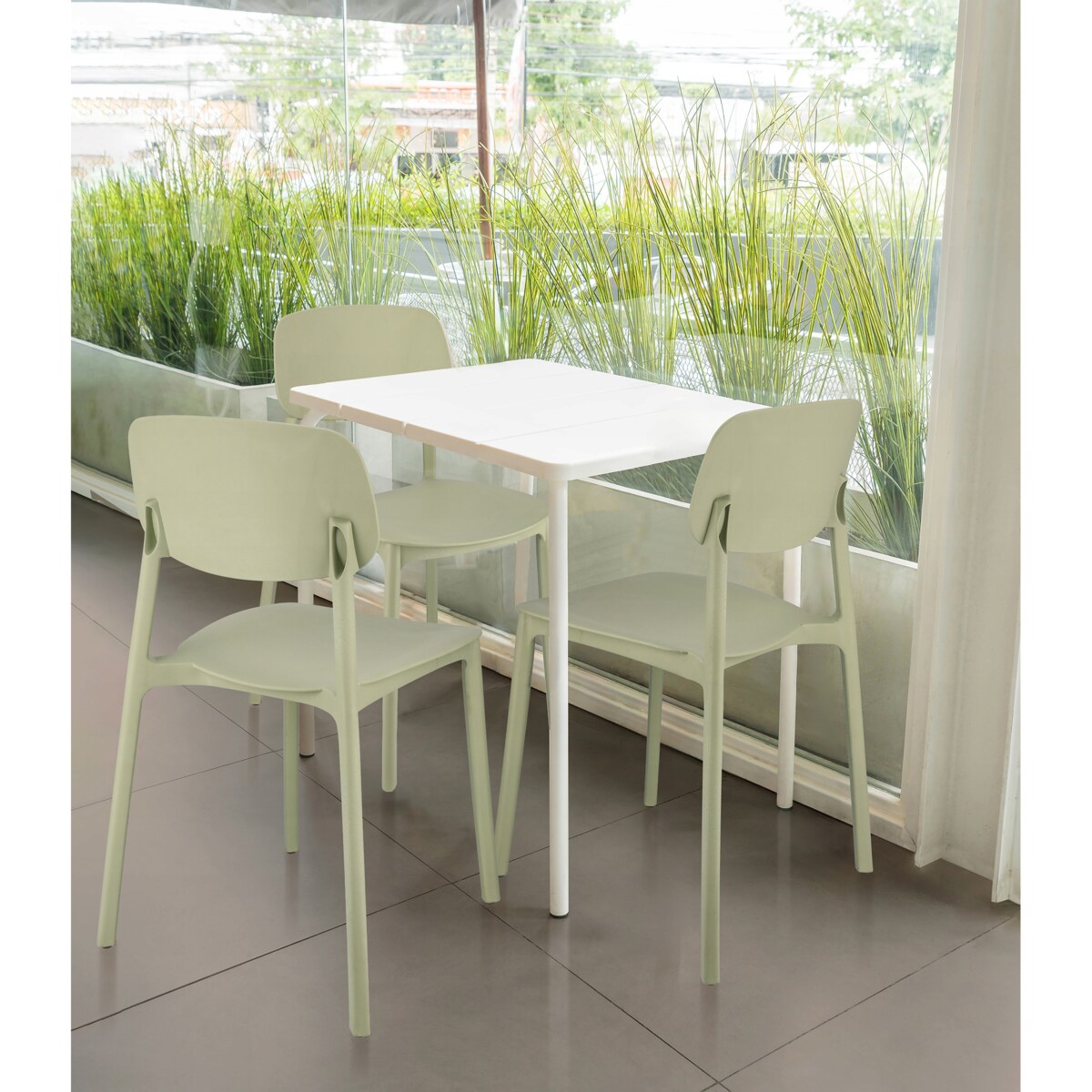 4 x Krzesło wygodne LARA plastikowe szałwiowe