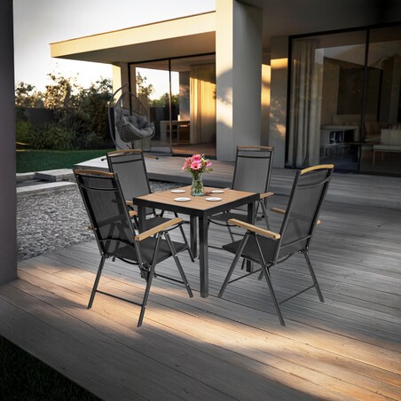 ZESTAW MEBLI OGRODOWYCH IZZY DLA 4 OSÓB Z ALUMINOWĄ RAMĄ