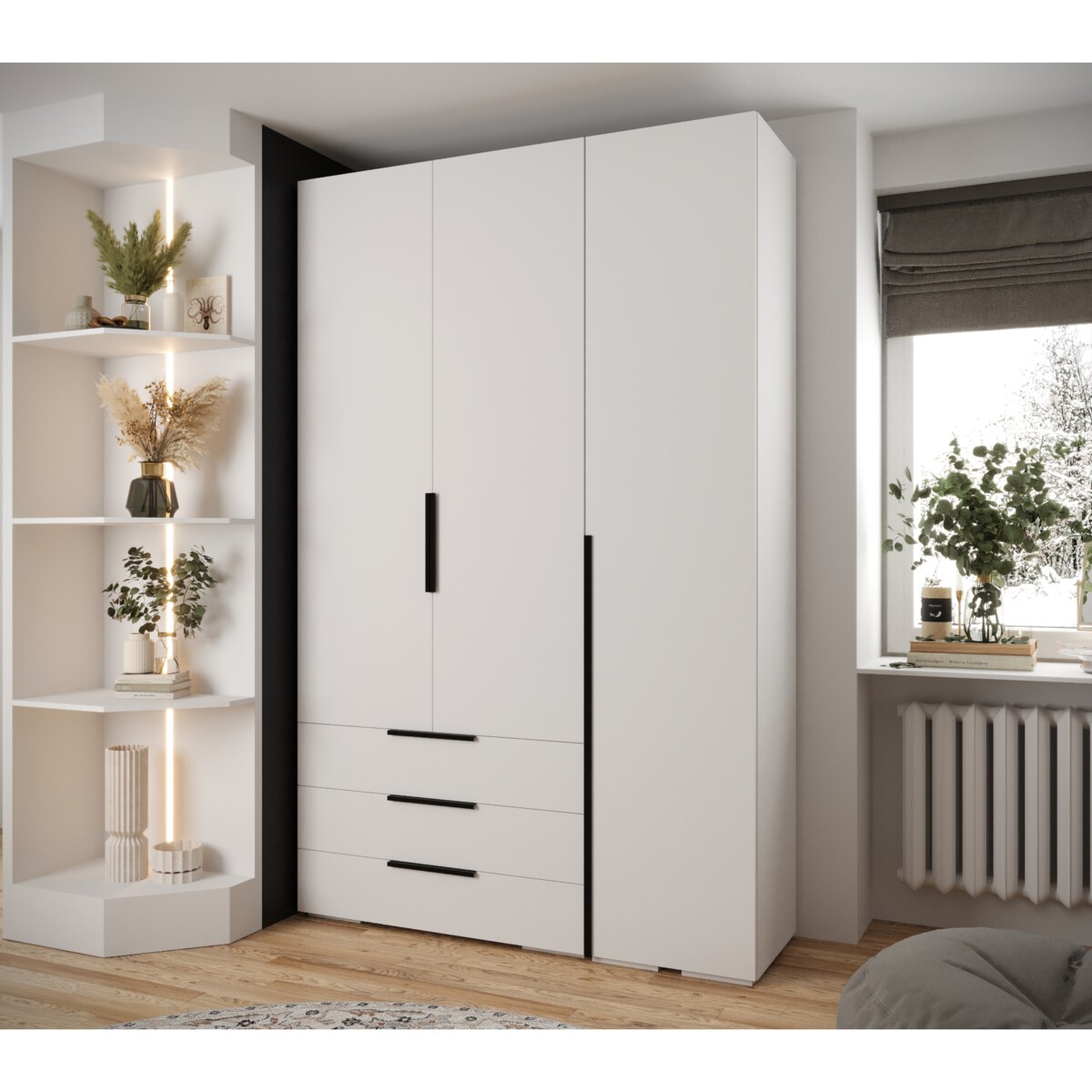 Garderoba wysoka do przedpokoju INOVA 1 Z17 biały+czarny