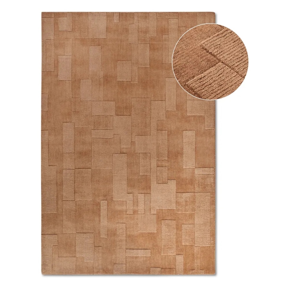 Dywan wełniany do salonu 120x170cm, brązowy nowoczesny wzór