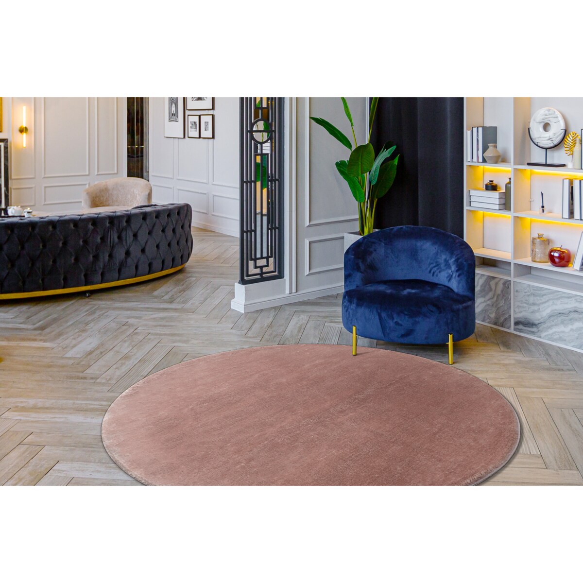 Dywan VISCO koło różowy 8 pluszowy, koło 160 cm