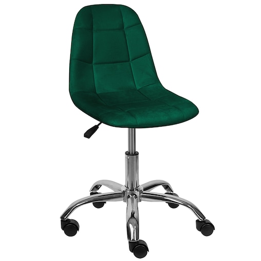 Krzesło biurowe obrotowe nowoczesne pikowane welurowe zielone