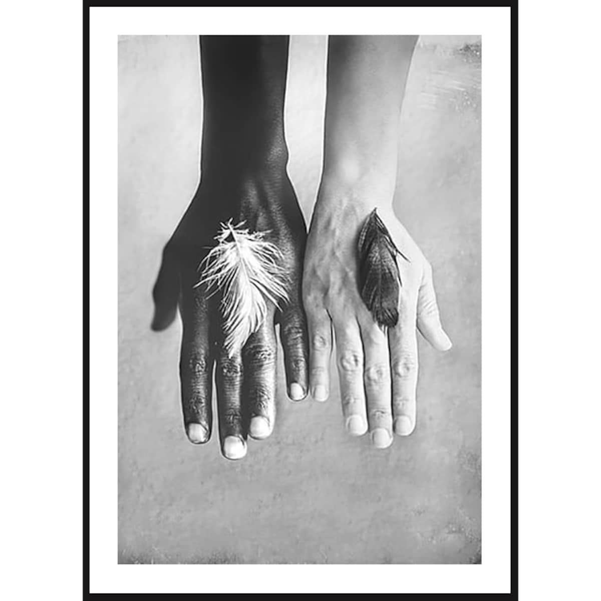 Poster Story, Plakat, Obraz - Piórka na Dłoniach, wymiary 50 x 70 cm