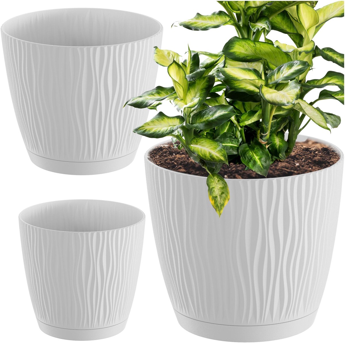 Doniczka Okrągła Z Podstawką Na Kwiaty Zestaw