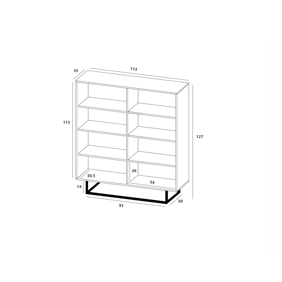 Komoda Loft Szafka RTV Loft Dąb Wotan Biały MAT 113 cm
