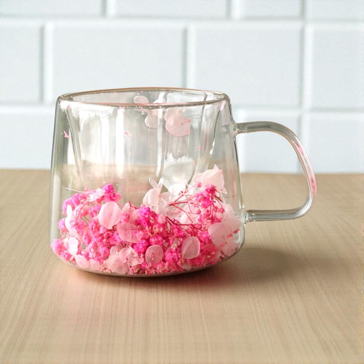 Szklanka termiczna z kwiatami w środku, hortensje 180 ml 1szt SZK175