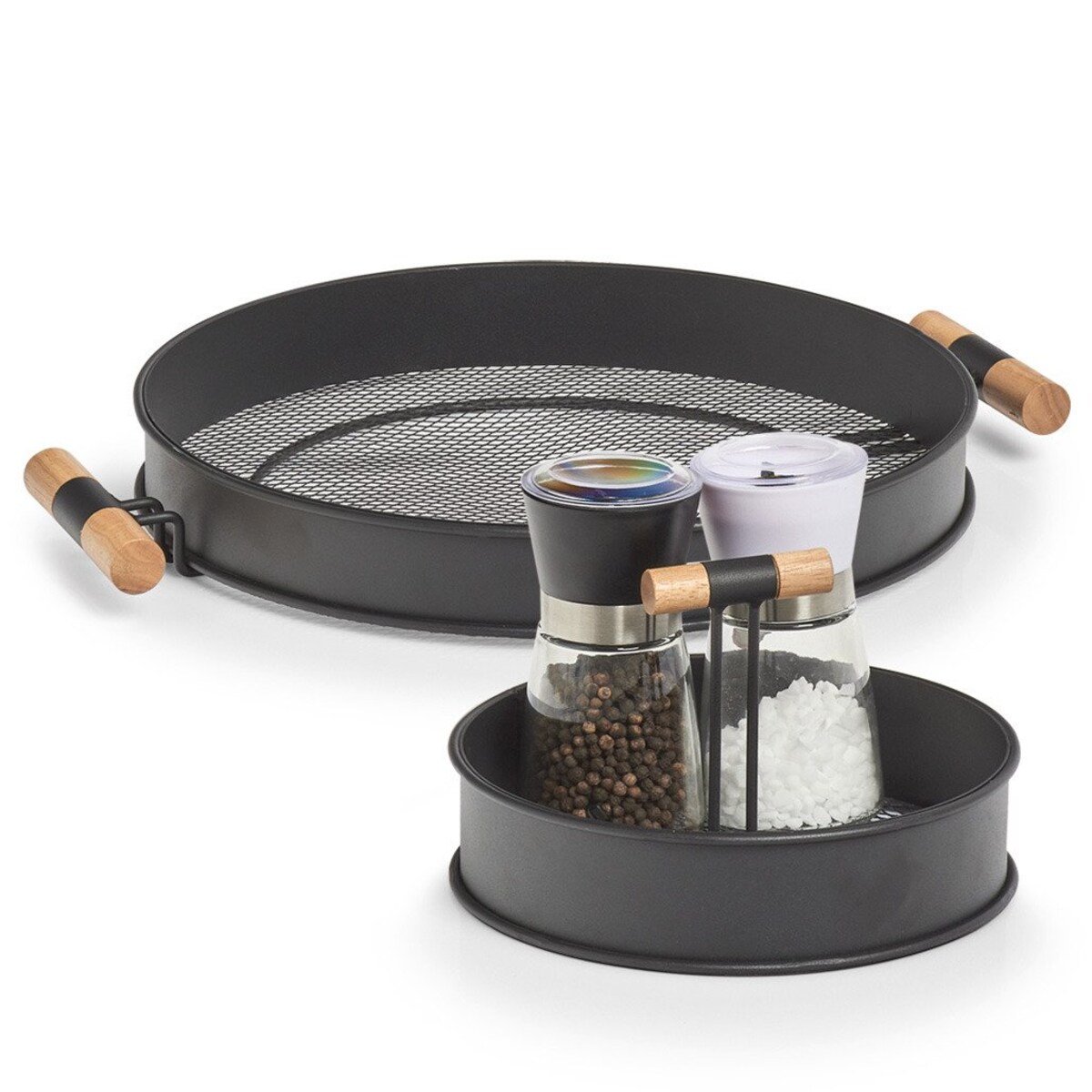 Taca metalowa z uchwytami, struktura siatki, Ø 48 cm, ZELLER