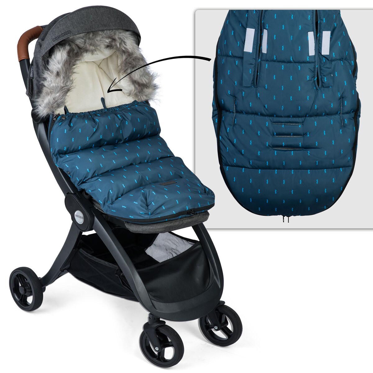 Śpiworek zimowy do wózka gondoli na sanki gruby Ricokids