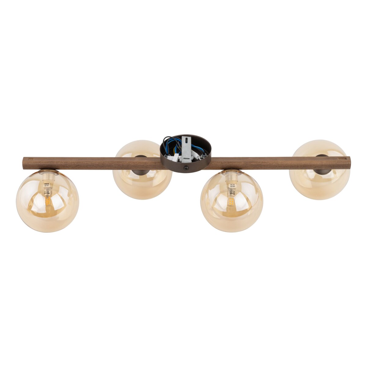 Lampa sufitowa TK Lighting ESTERA WOOD 11094, 4xG9, drewno, bursztynowe szkło, brąz