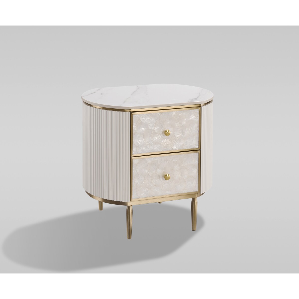 Szafka nocna glamour ecru ryflowana Champion 55x40x55