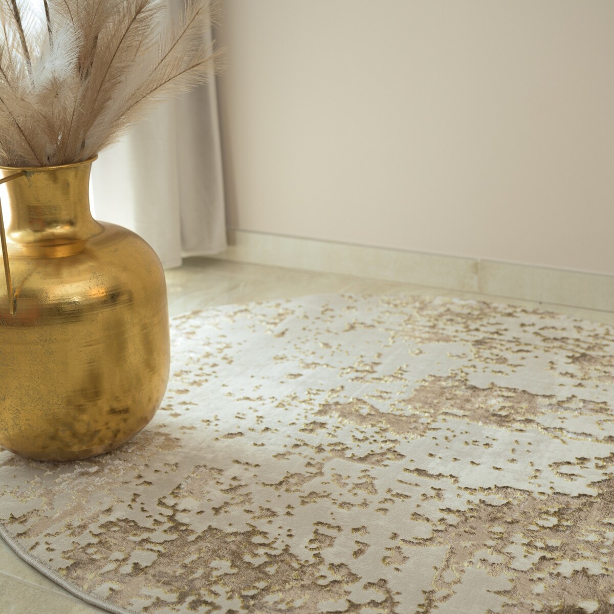 Dywan okrągły nowoczesny Studio 120 cm e-floor OEKO-TEX beżowy