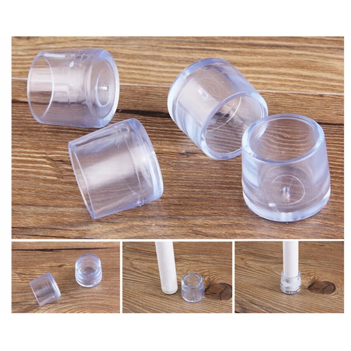 Nakładki na nogi krzesła ochronne silikonowe 22-25 mm 16 sztuk bezbarwne