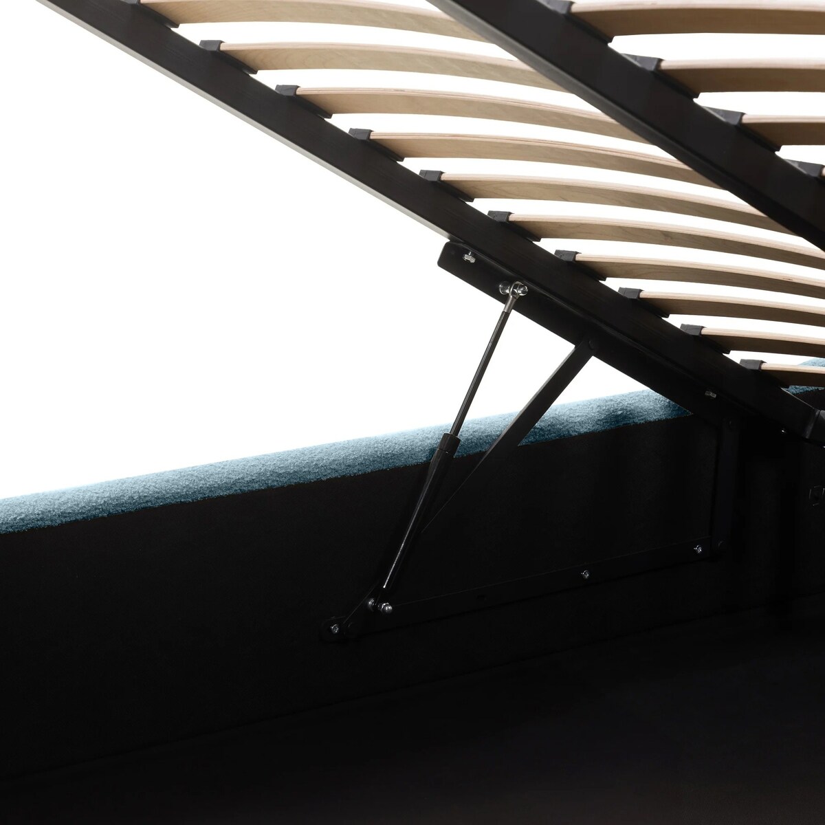 Łóżko tapicerowane 160x200 cm niebieskie bouclé Bolga