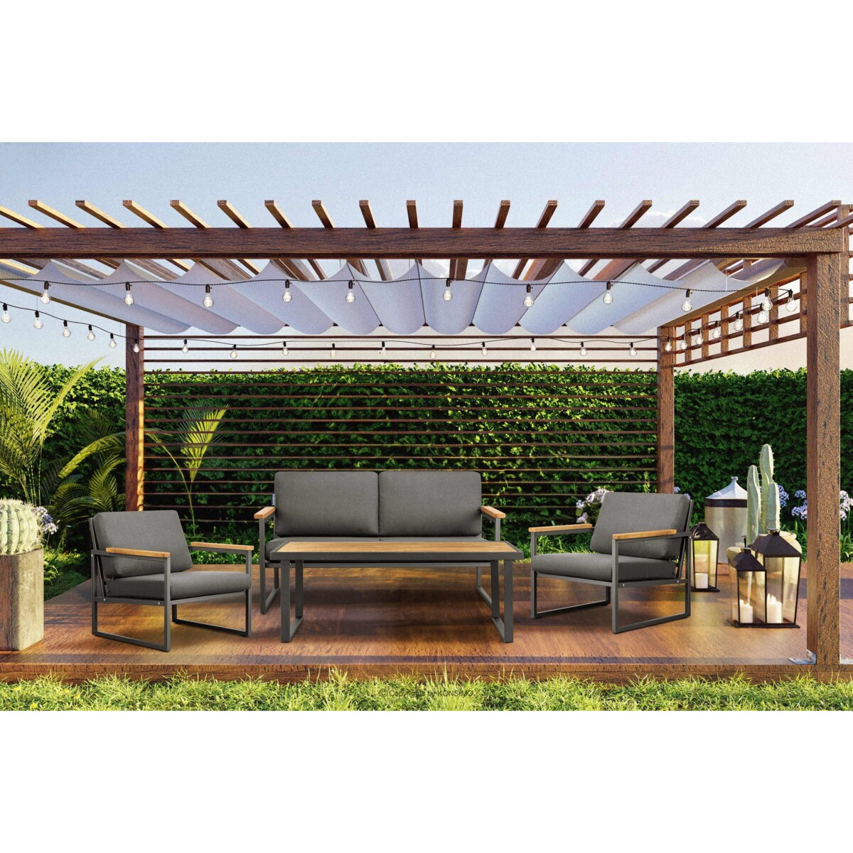 KONSIMO TRIBO Stół ogrodowy ze stali w kolorze antracytowym w stylu loft