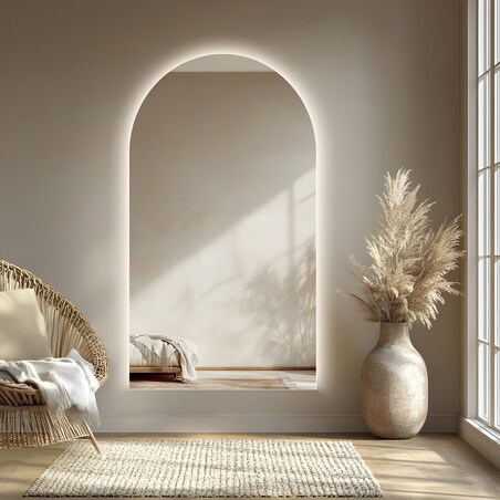 Lustro łazienkowe półowalne z podświetleniem - FRANK LED