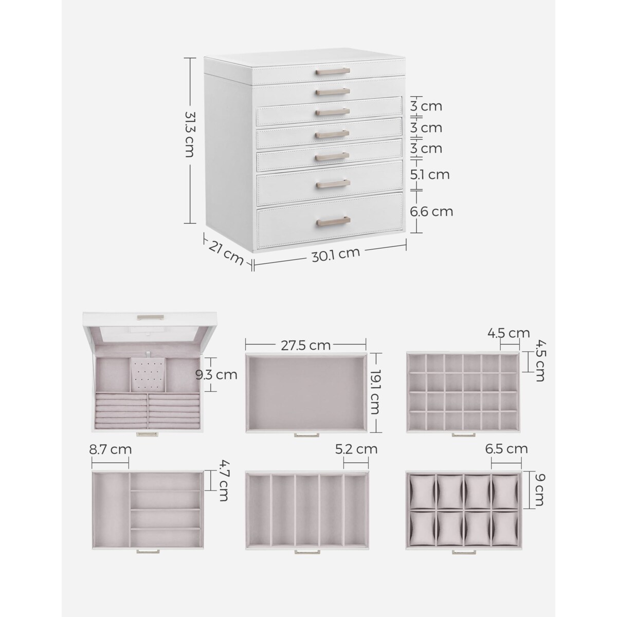 Kasetka Na Biżuterię 30,2X21X31,3 Cm Biały