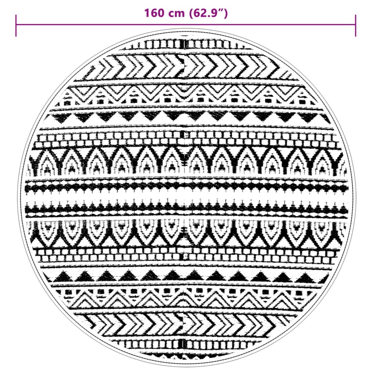 vidaXL Dywan zewnętrzny, ARAKIL czarny, Ø160 cm, PP