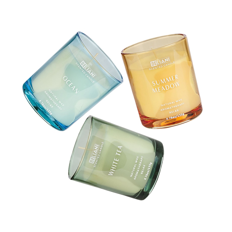 3 świece zapachowe sojowe morski/ biała herbata/ letnia polana SHEER JOY