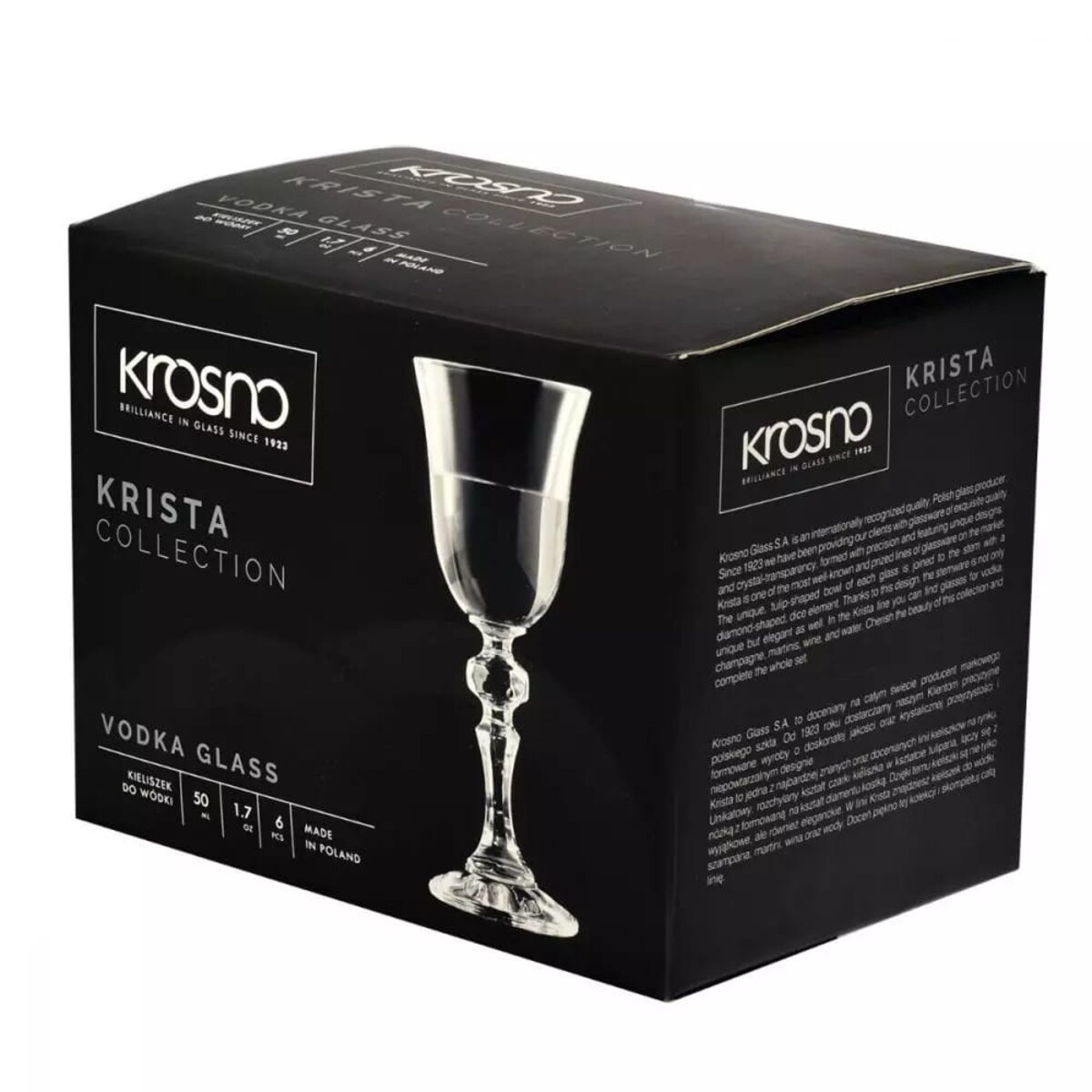 Kieliszki do Wódki Nalewki Likieru na Nózce Eleganckie Krista Krosno 6 x 50 ml