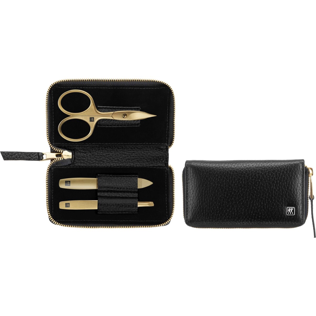 Zestaw do manicure Zwilling Twinox Gold Edition – czarne, skórzane etui, 3 elementy - Czarny