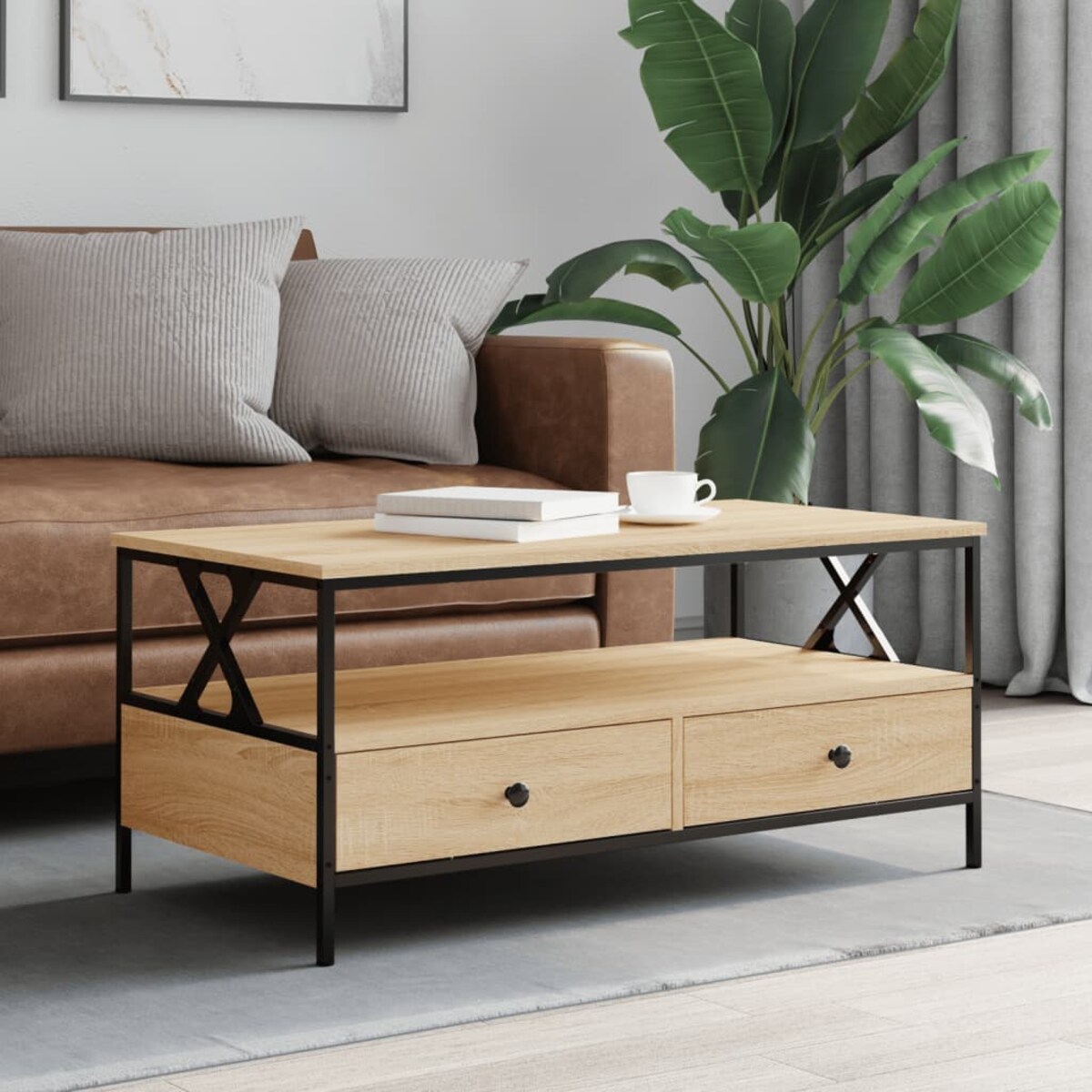 vidaXL Stolik kawowy, dąb sonoma 100x51x45 cm, materiał drewnopochodny