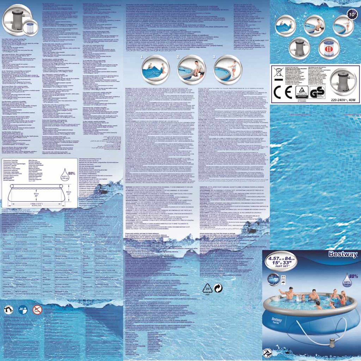 Bestway Basen Fast Set z zestawem akcesoriów, 457 x 84 cm, 57313