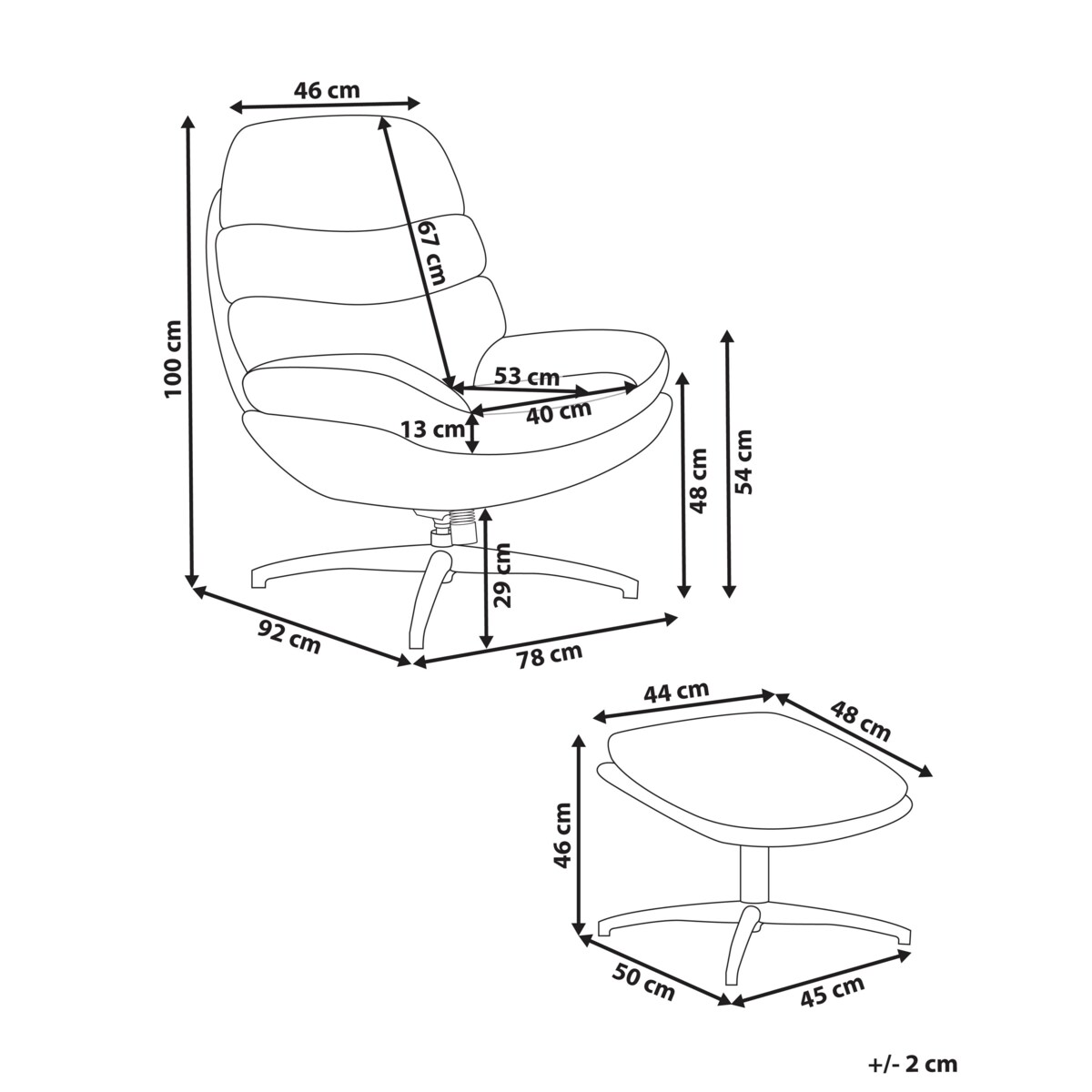 Welur Krzesło z podnóżkiem Piaskowy EIDE