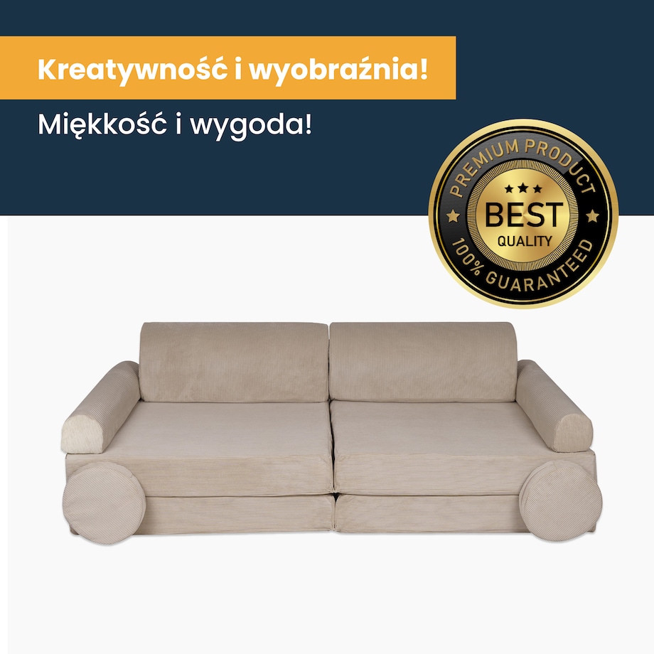 Sofa dla Dzieci Slimcord, Sztruksowa, Beżowa