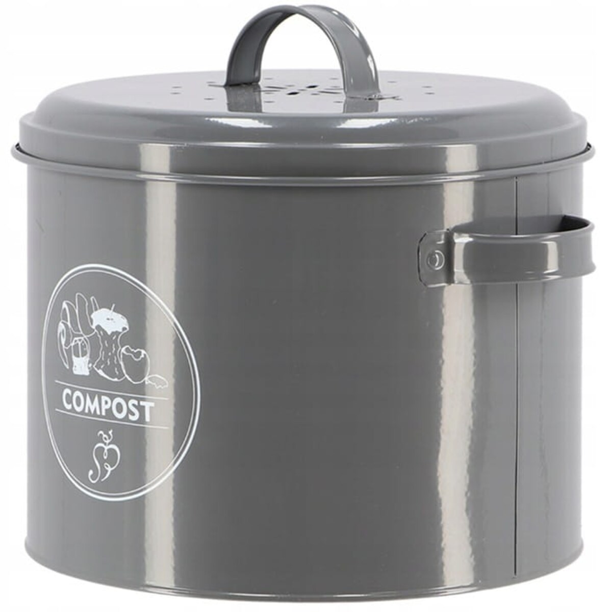 Kompostownik do kuchni na odpadki kompost SZARY z filtrem 6L retro pojemnik