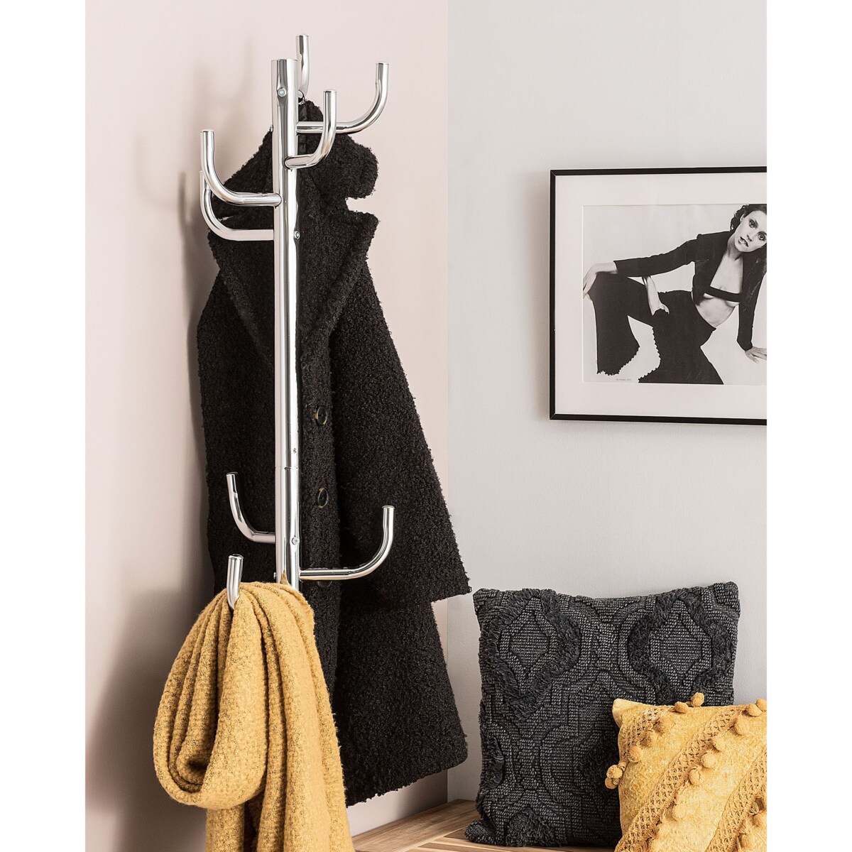 Wieszak stojący srebrny TRENTON