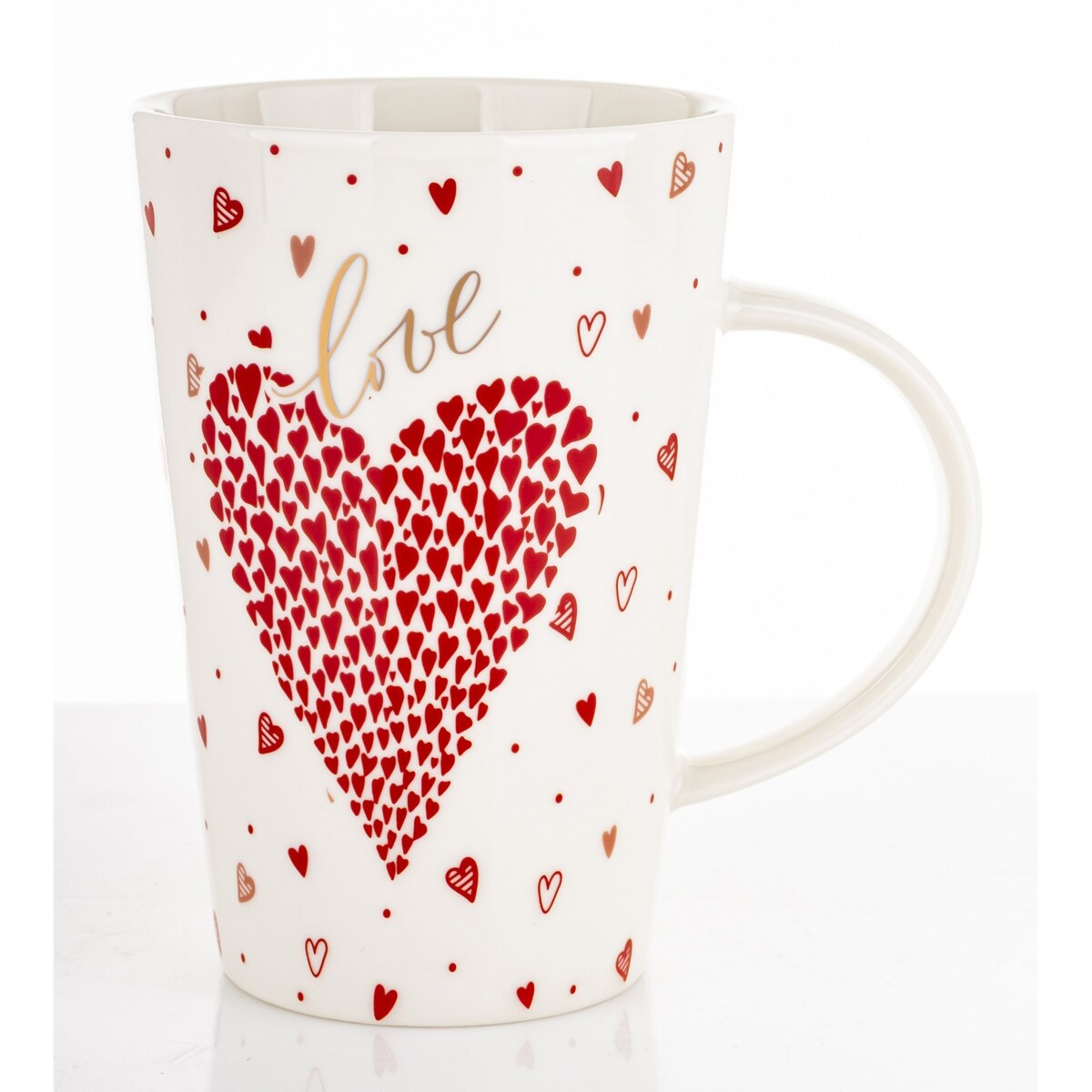 Kubek porcelanowy 440 ml z czerwonym sercem 13x13x8,5 cm  AMAR