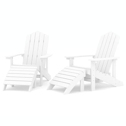 vidaXL Krzesła ogrodowe Adirondack z podnóżkami, 2 szt., HDPE, białe