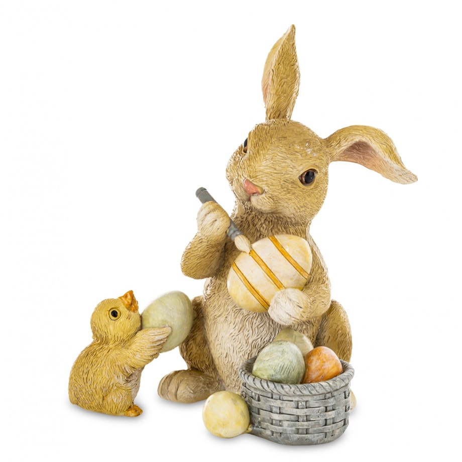 Dekoracja - króliczek maluje jajeczka 13x10x8,5 cm MALARZ