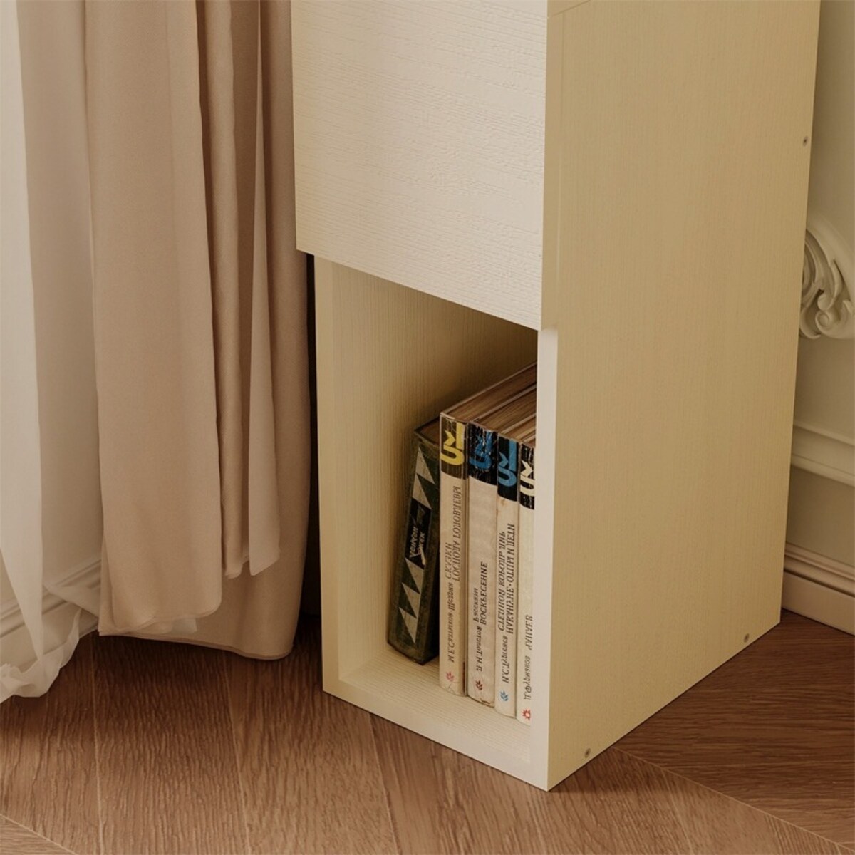 Szafka nocna kremowa z szufladą stolik z półką nowoczesny loft sypialni 55 cm