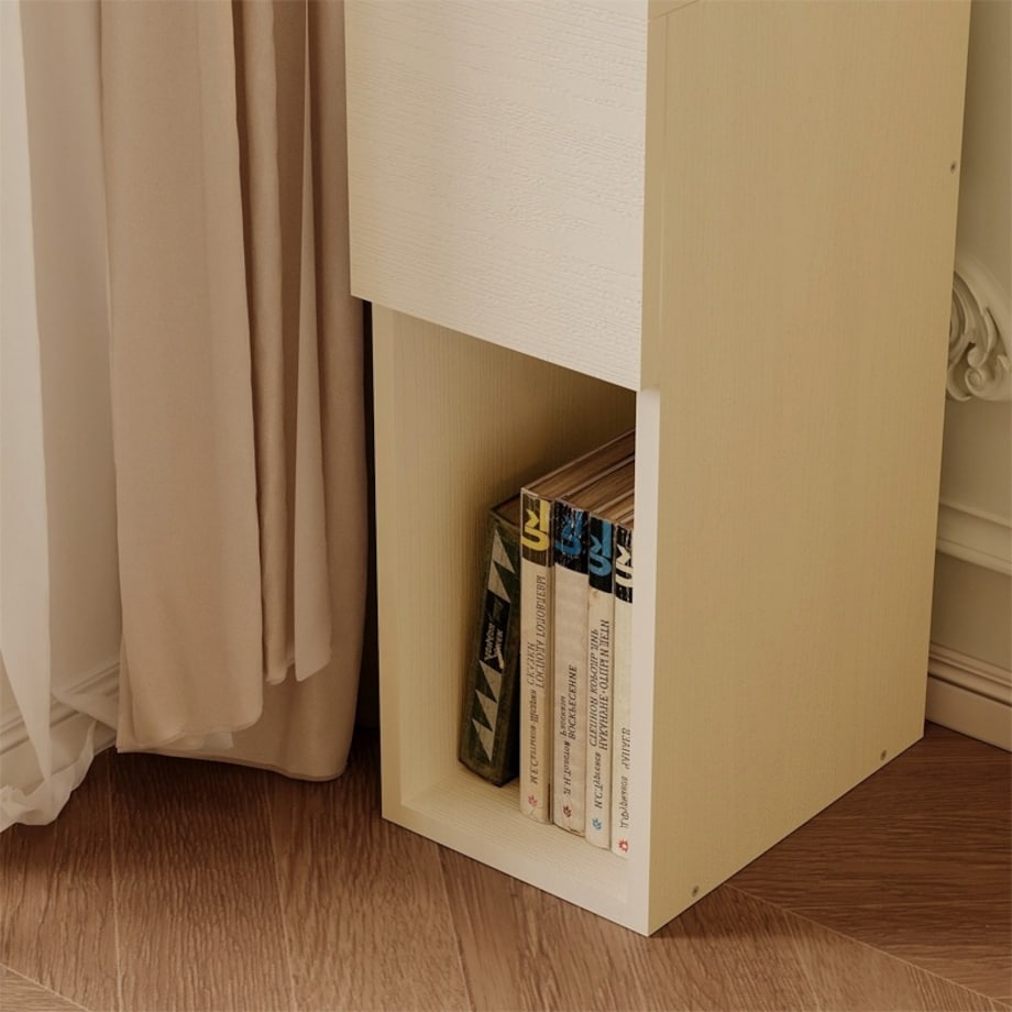 Szafka nocna kremowa z szufladą stolik z półką nowoczesny loft sypialni 55 cm