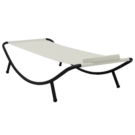 vidaXL Leżanka ogrodowa, kremowa, 200 x 90 cm, stal