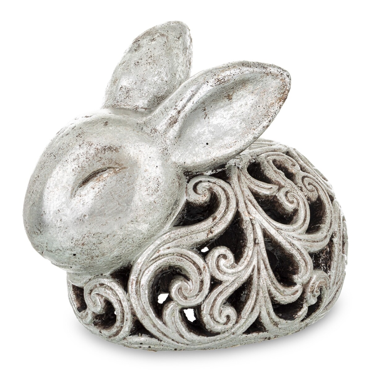 Dekoracja - królik ażurowy 21x17x25 cm SREBRNY