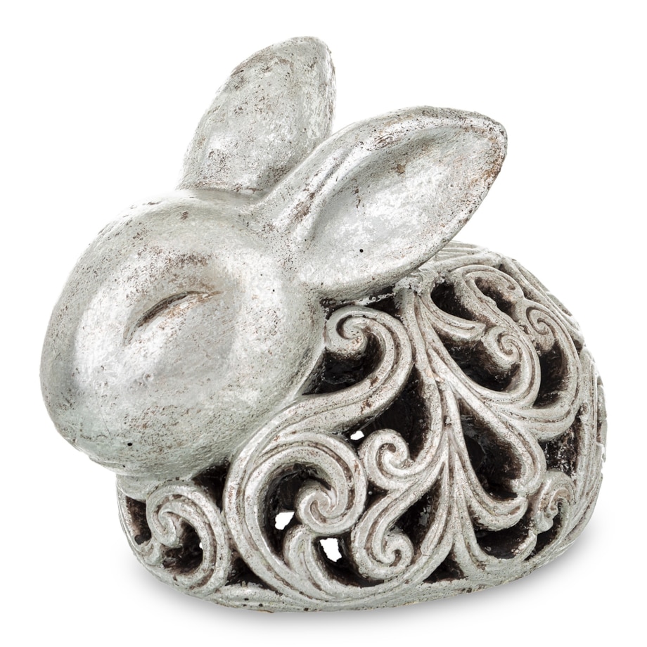 Dekoracja - królik ażurowy 21x17x25 cm SREBRNY