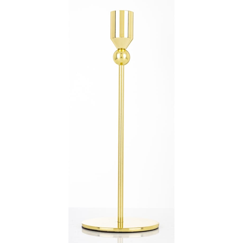 Świecznik metalowy złoty 22x8 x8 cm SOTILLE z 1 kulką