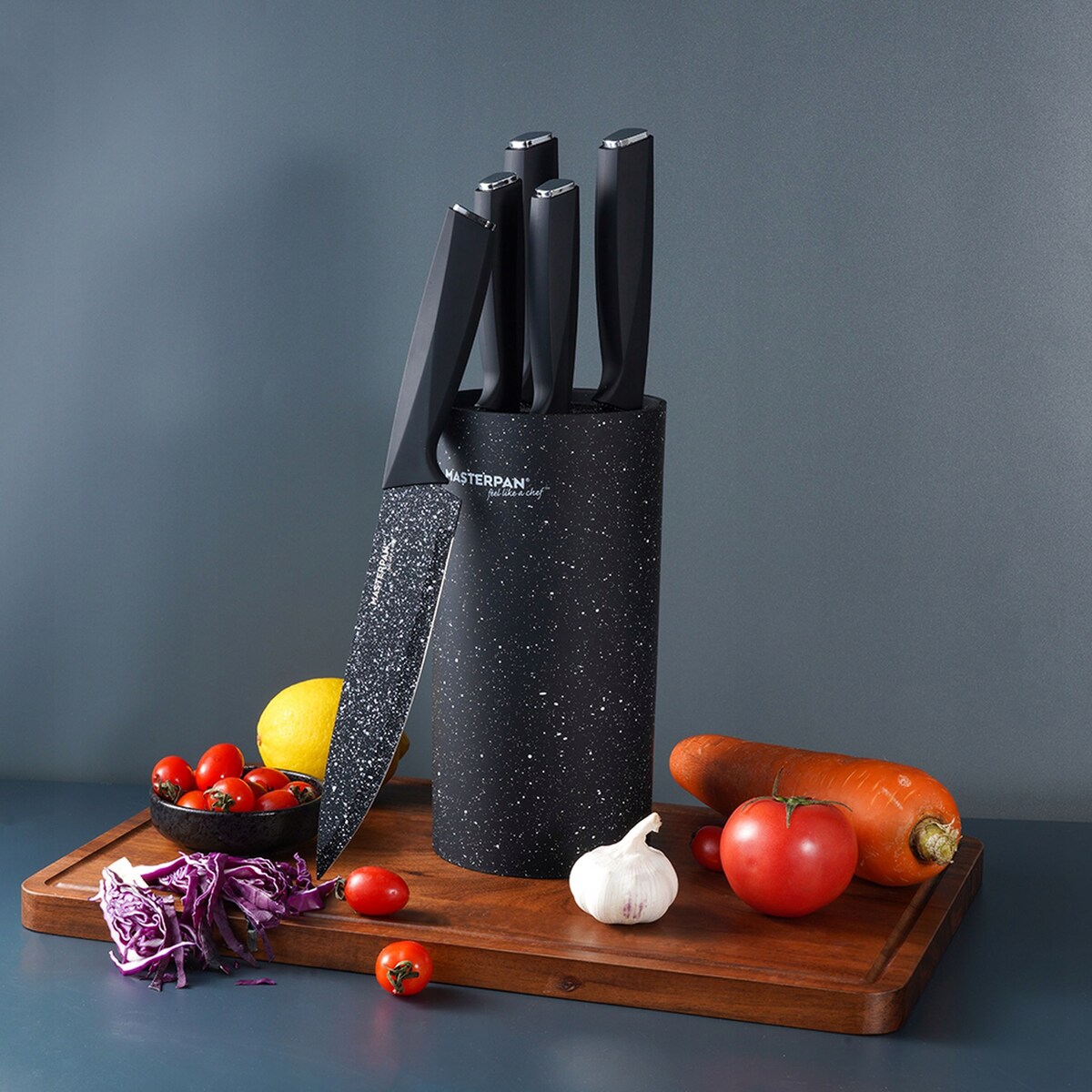 Zestaw Komplet Noży Kuchennych Marmurkowe W Bloku 6 El. Ostre Premium