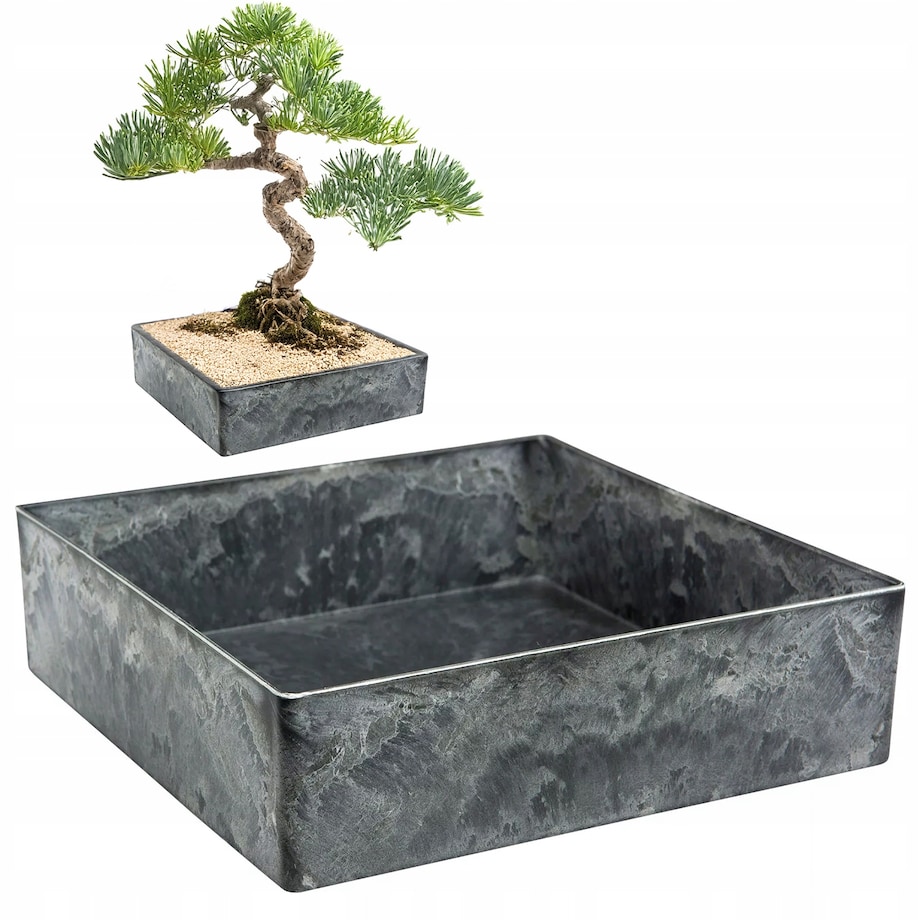DONICZKA NA BONSAI 25x25cm KWADRATOWA NISKA PŁYTKA IMITACJA MARMURU DUŻA