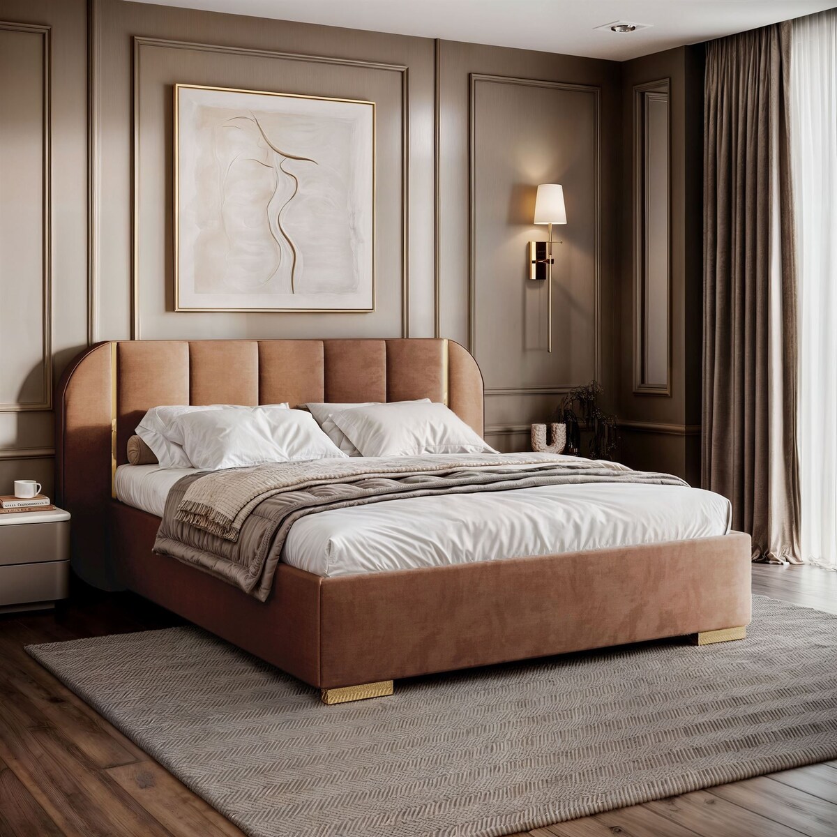 Łóżko tapicerowane AMARA GOLD, pojemnik, stelaż 32, 160x200, Royal Velvet 87198