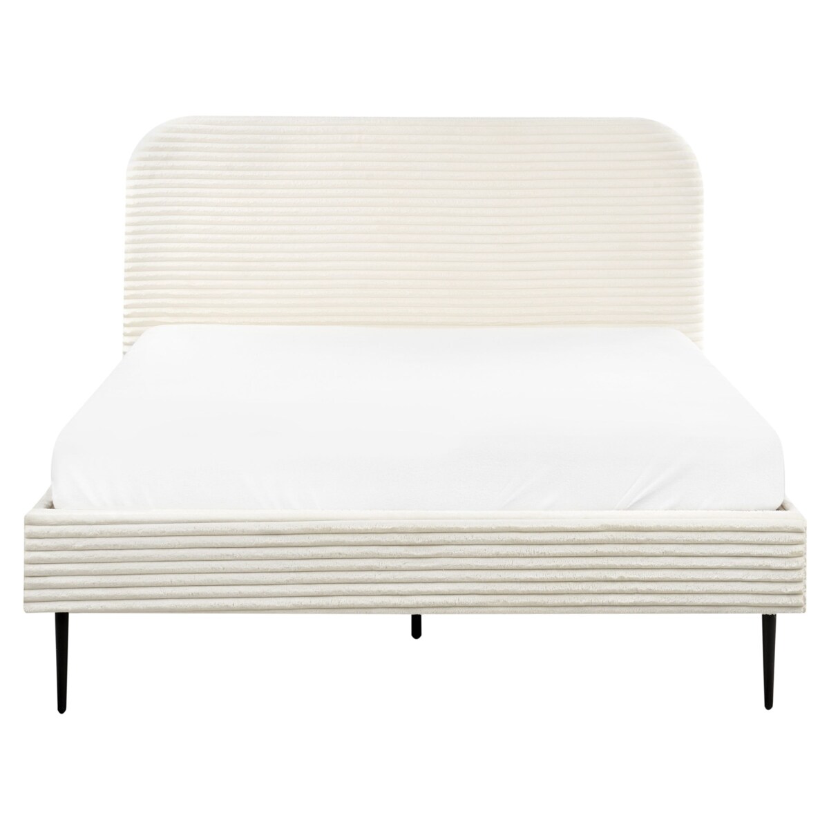 Łóżko Sztruks FLAYAT 140 x 200 cm Złamana biel