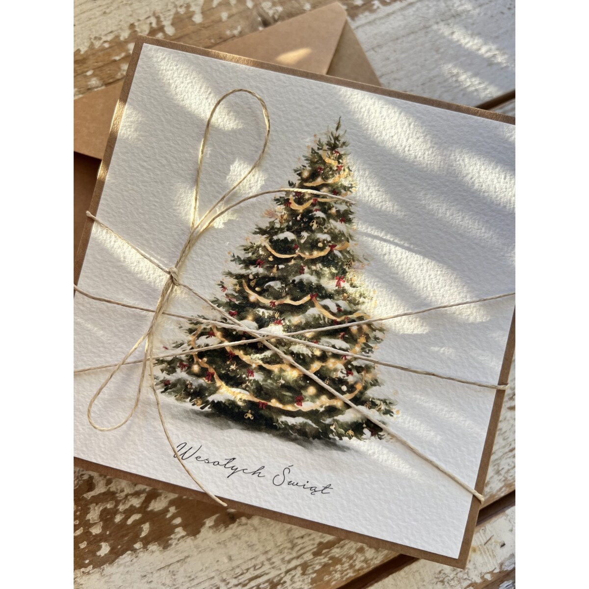 Kartka świąteczna ręcznie robiona na Boże Narodzenie choinka BN