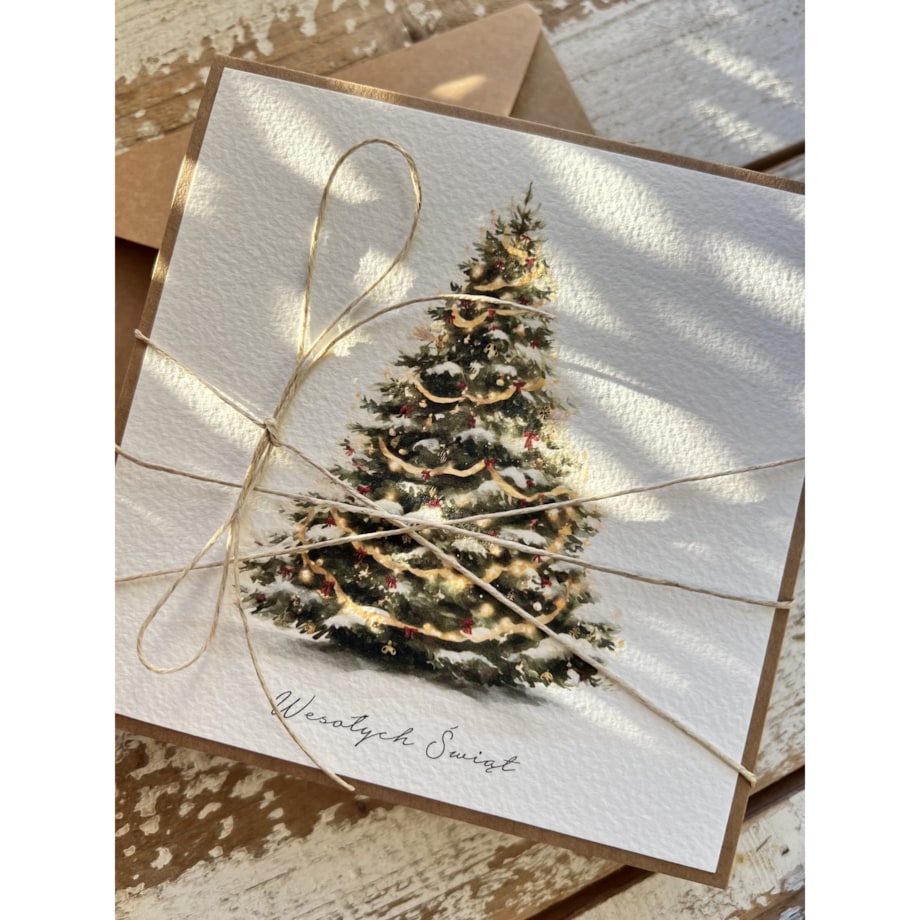 Kartka świąteczna ręcznie robiona na Boże Narodzenie choinka BN