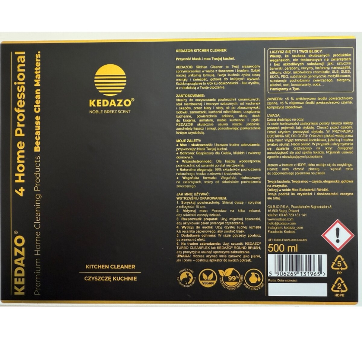 płyn do czyszczenia w kuchni, lodówki... -KEDAZO Kitchen Cleaner