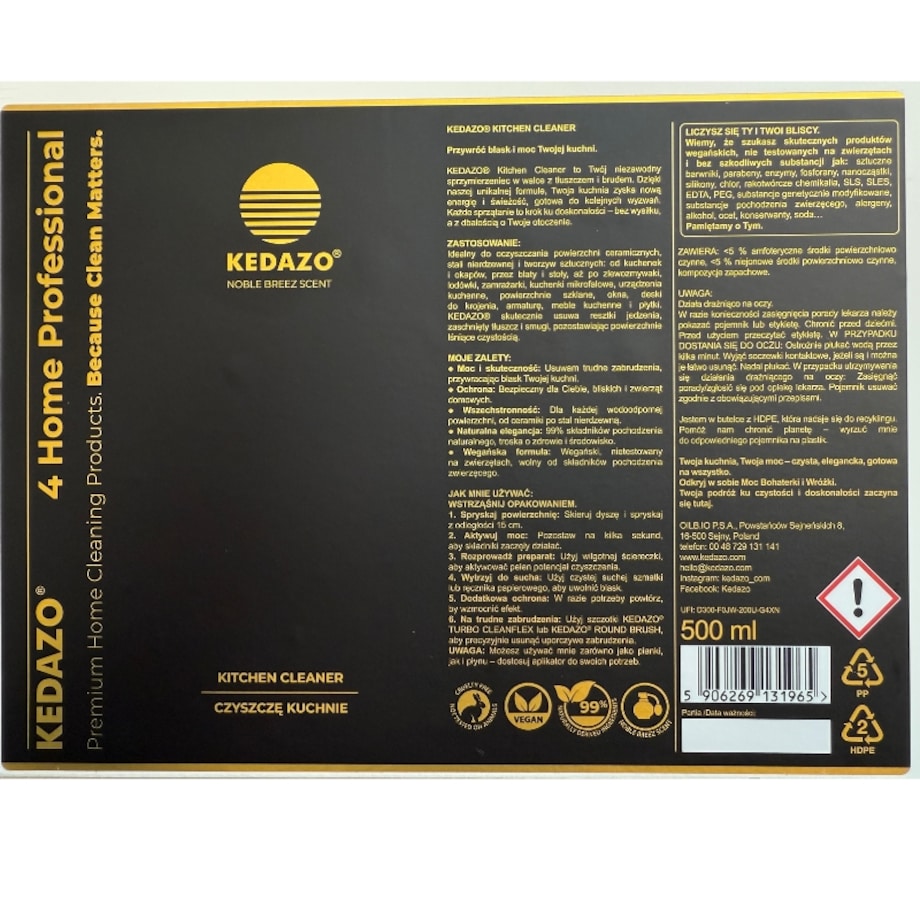 płyn do czyszczenia w kuchni, lodówki... -KEDAZO Kitchen Cleaner