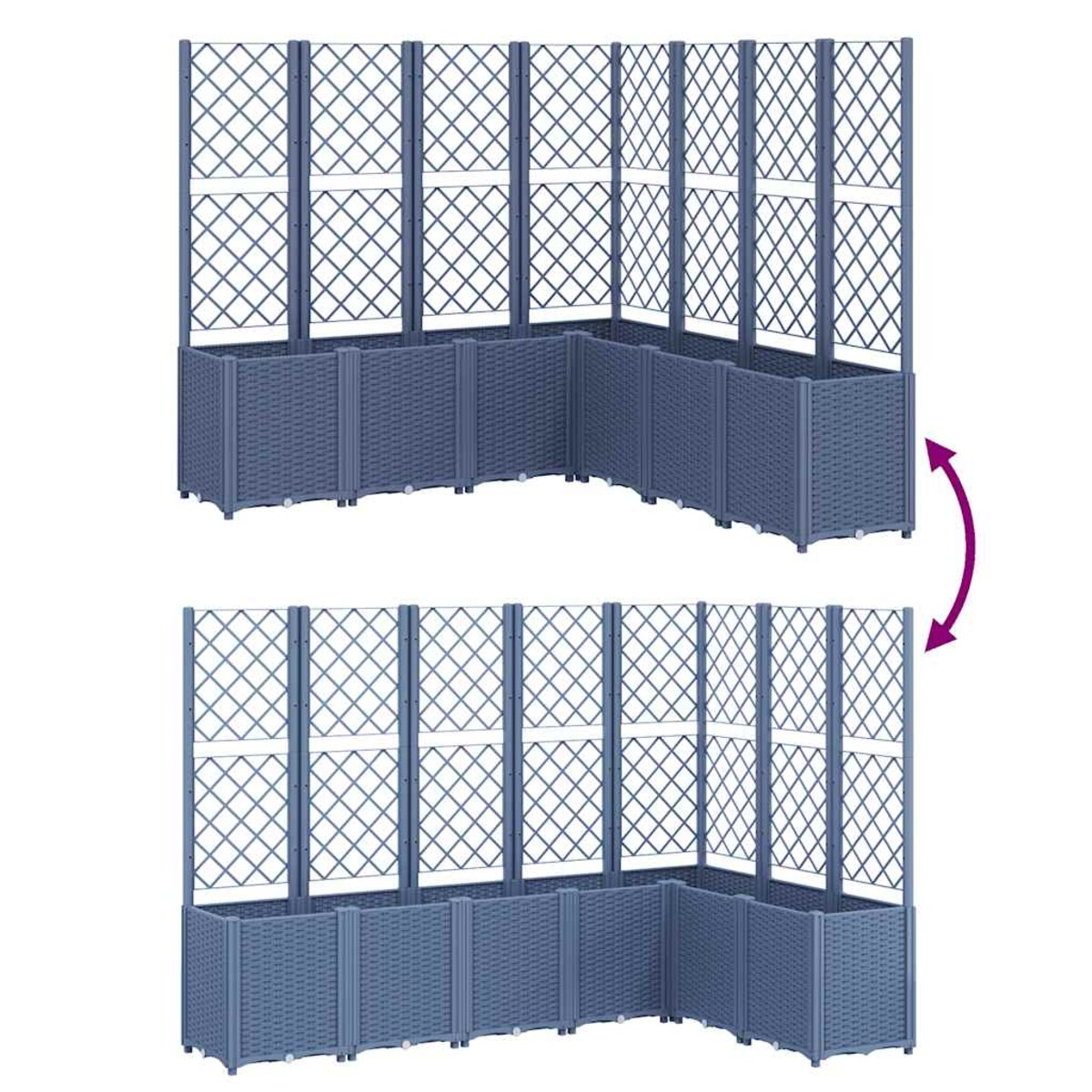 vidaXL Donica ogrodowa z kratką, niebieskoszara, 160x160x140 cm, PP