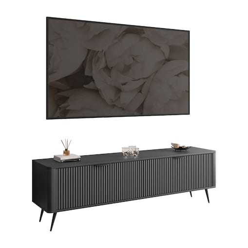 Szafka RTV SCARLETT 2D 163 cm na nóżkach czarna