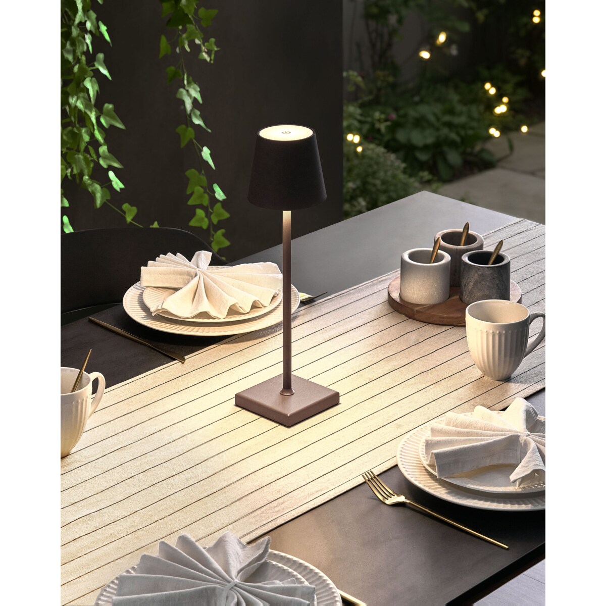 Bezprzewodowa lampa stołowa LED BACEIRO Ze ściemniaczem Metal Brązowy